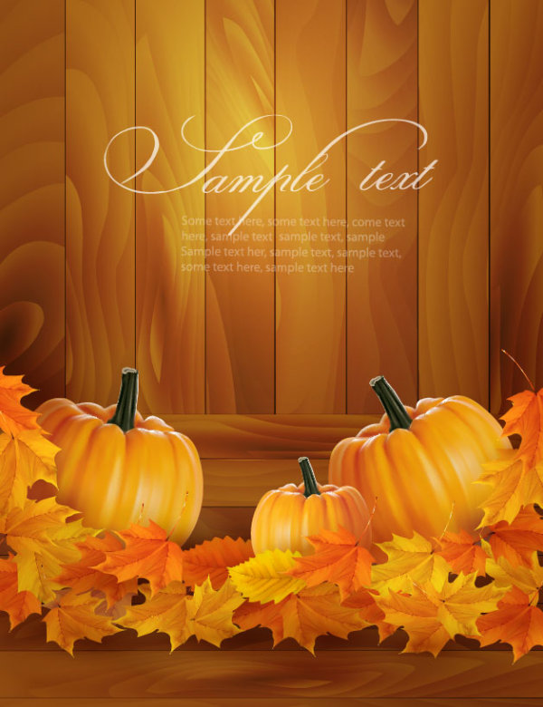 Realistic pumpkin card 01 - vector material