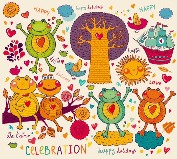 Hand-drawn cartoon pattern 03 - vector material