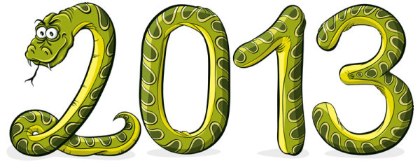 2013 Year of the Snake cartoon background - vector material