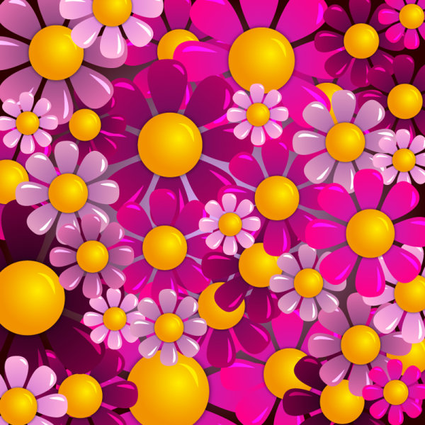 Beautiful flowers background 03 - vector material