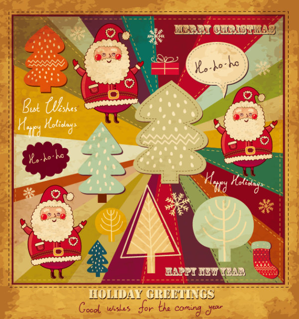 Cartoon Christmas card 03 - vector material