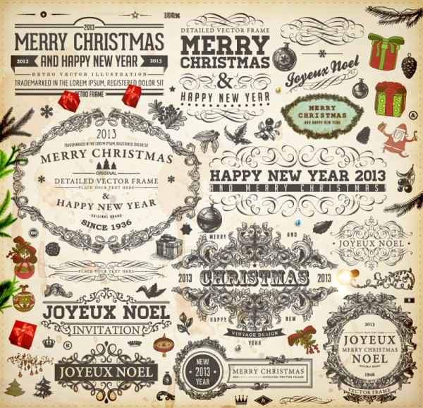Christmas theme label 05 - vector material