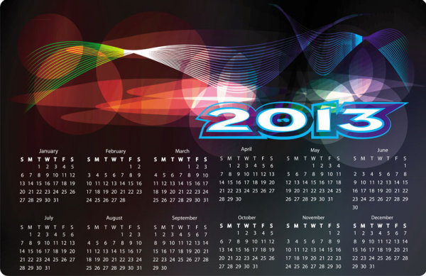 Creative 2013 calendar grid 04 - vector material