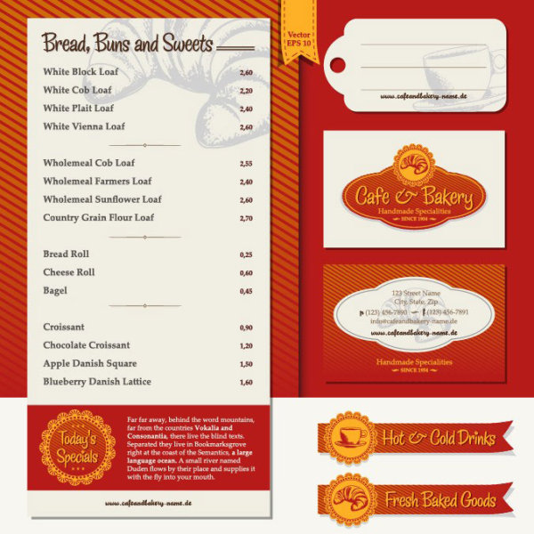 Restaurant menu label template 04 - vector material