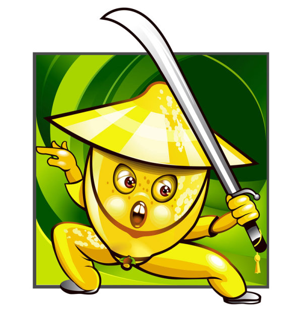 Cartoon fruits warrior image 02 - vector material