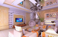 The spacious, modern living room