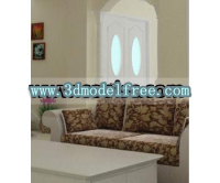 The European pure white wooden sliding door 3D models