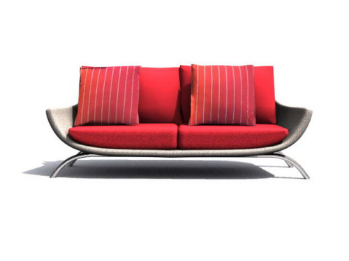 Red stylish sofa interior 3d models
