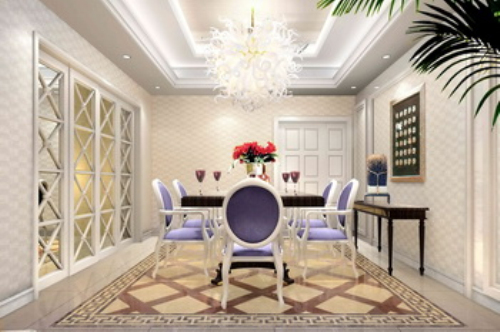European modern noble white purple restaurant model