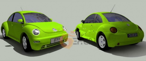 Green 3d model cars