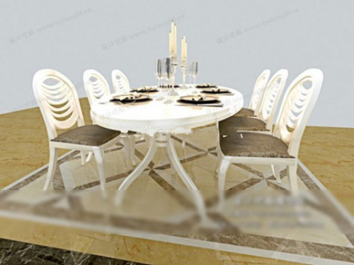3d model of a combination of white chairs
