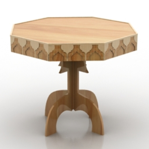 thick octagonal wooden table