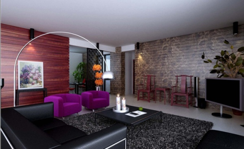 Creative 3d model decoration living room