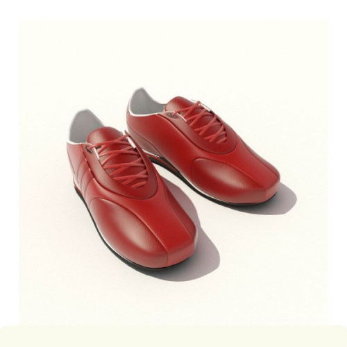 Red leather sneakers 3D model