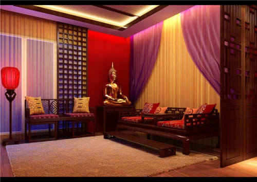 Chinese style living room model renderings