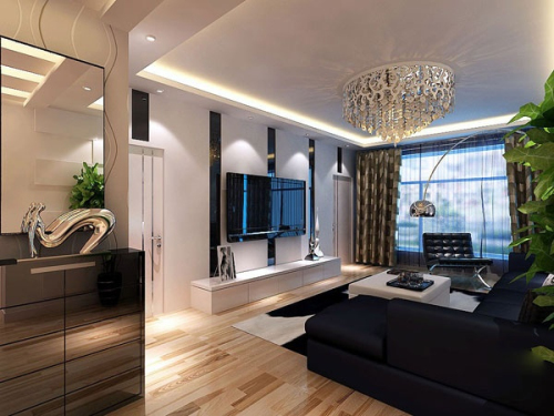 black and white living room 3d model style