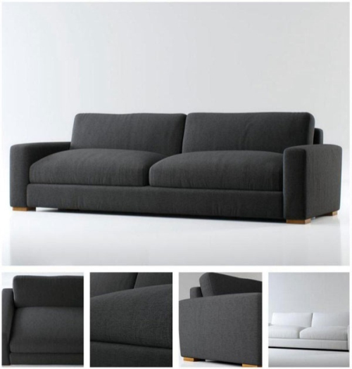 black and gray sofa 3D model