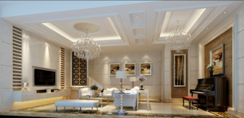 Elegant and stylish living room 3D model design material