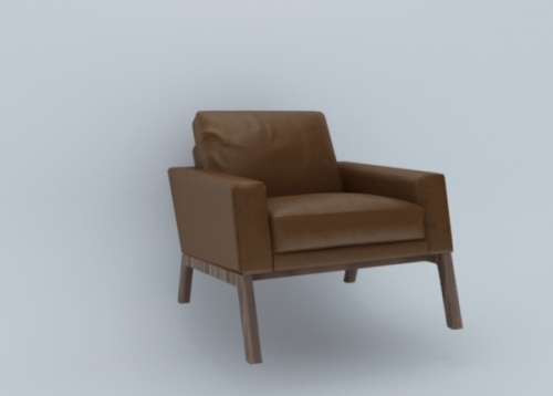3D model of a single sofa with a vintage