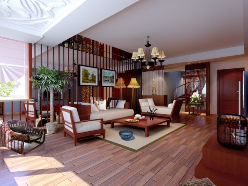 Vintage Chinese style living room 3d model