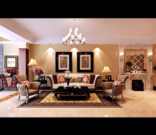Fine European luxury living room 3d model