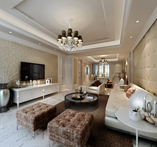 Continental exquisite living room 3d model