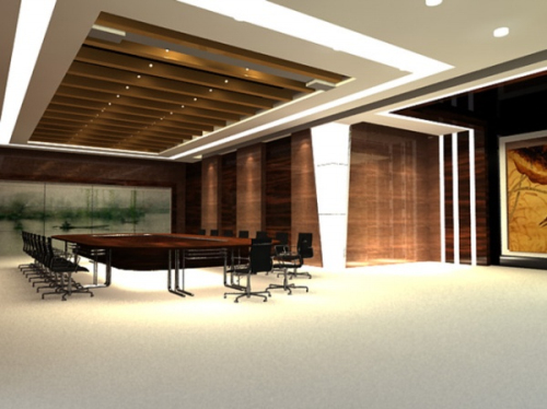 Companies large conference room in 3D