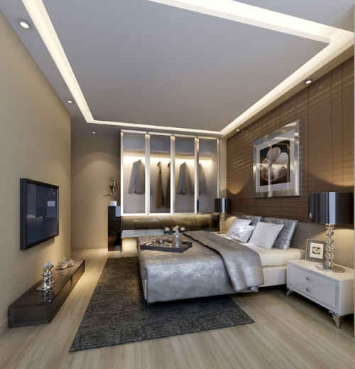 Modern bedroom 3D model texture Men