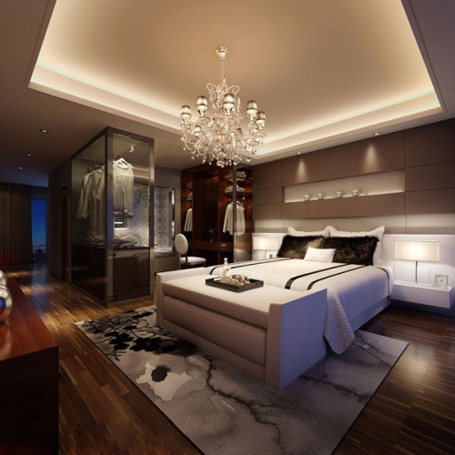Luxurious modern and stylish master bedroom 3d model