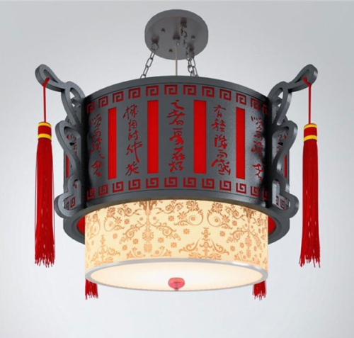Antique chandelier red round 3D model