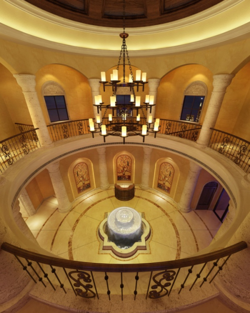 Warm yellow retro double hall 3d model