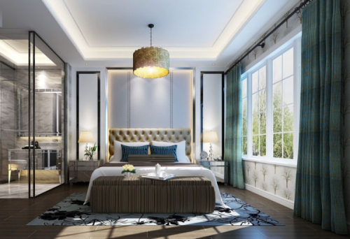 Very bright sunlight bedroom 3d model