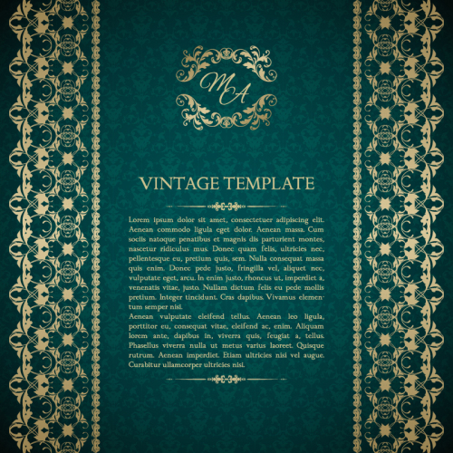 Classical gold pattern cards vector material