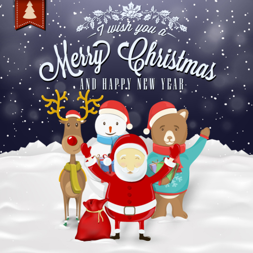 Santa Claus holiday greeting card vector material