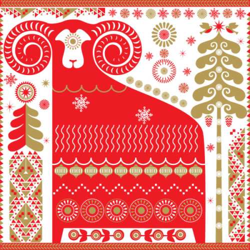 Sheep red background pattern vector material