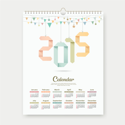 2015 calendar vector material WordArt ornaments