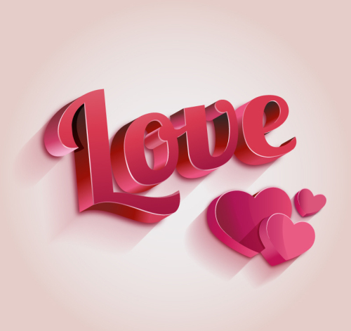 Stereo love and love WordArt vector material