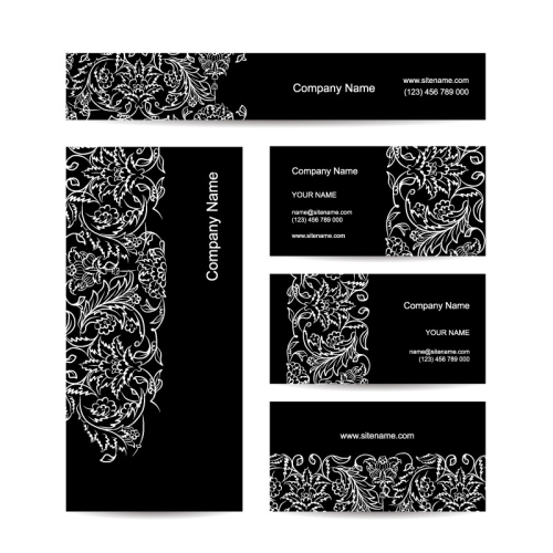 5 black pattern cards vector material