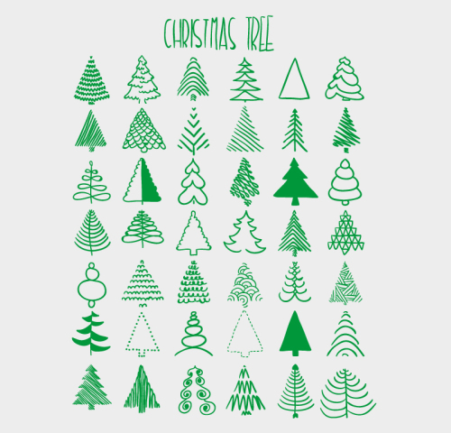 42 of green-painted Christmas tree vector material