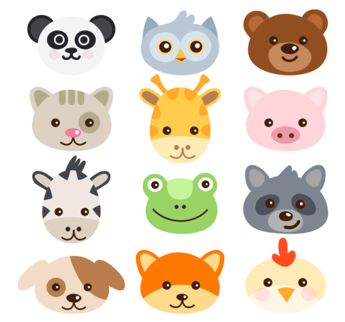 Photos of 16 cartoon animals vector material
