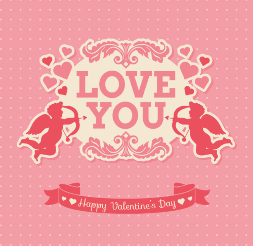 Valentine's Day greeting cards vector material Cupid archery