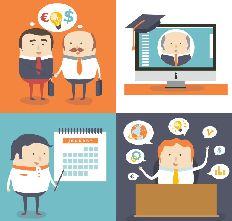 4 cartoon business man illustrator vector material