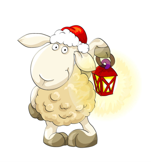 For light cartoon sheep vector material