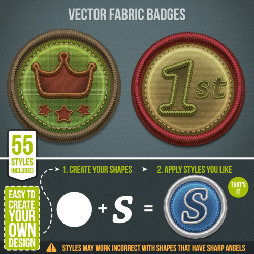 3 Round embroidered badge vector material