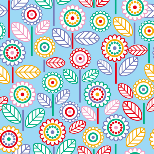 Cartoon Round flowers seamless background vector material