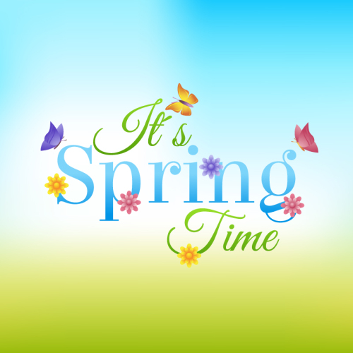 Creative Spring WordArt vector material