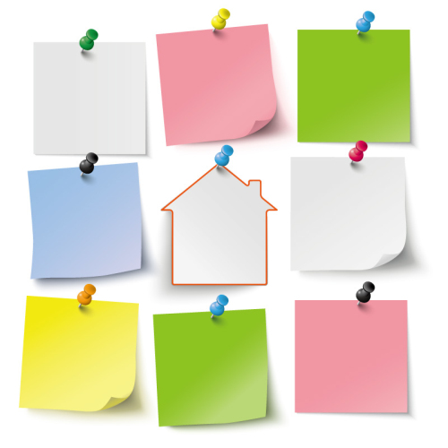 9 color blank note paper vector material