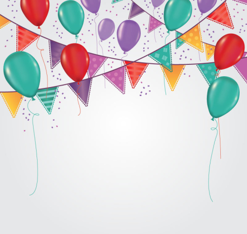 Pull color triangle flags and balloons background vector