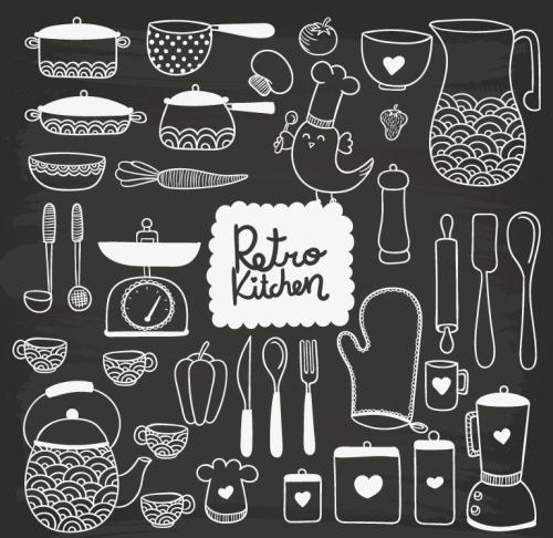 35 hand-painted kitchen design vector material