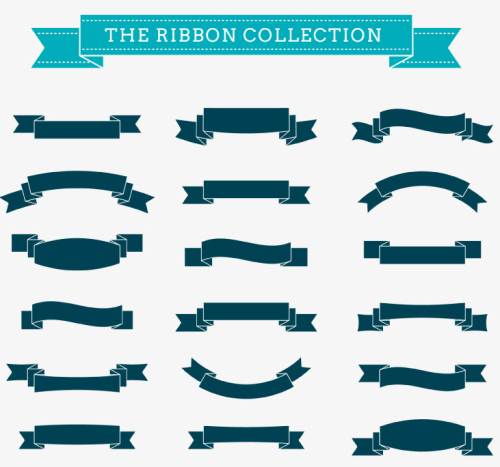 18 models of ribbon banner design vector material